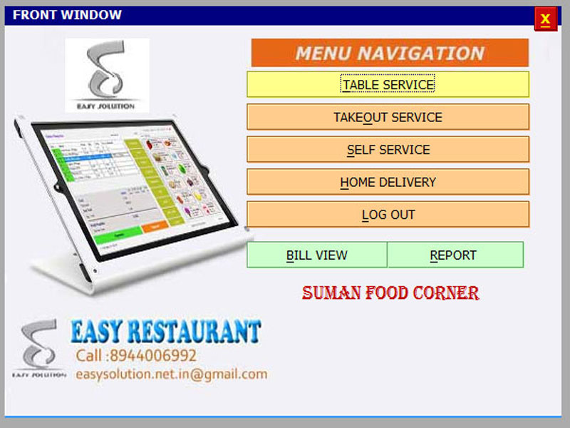 Restaurant POS , Support SMS and Multiple Shop, KOT, Table Service, Home Delivery , Takeout Service Available , MRP.- INR 12,000/ per machine- Yearly Renewal INR 3500/-